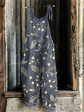 Women's Floral Embroidered Linen Blend Jumpsuit elevenforest