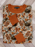 Velvet Pumpkins And Bows Embroidery Cozy Sweater artswardrobe