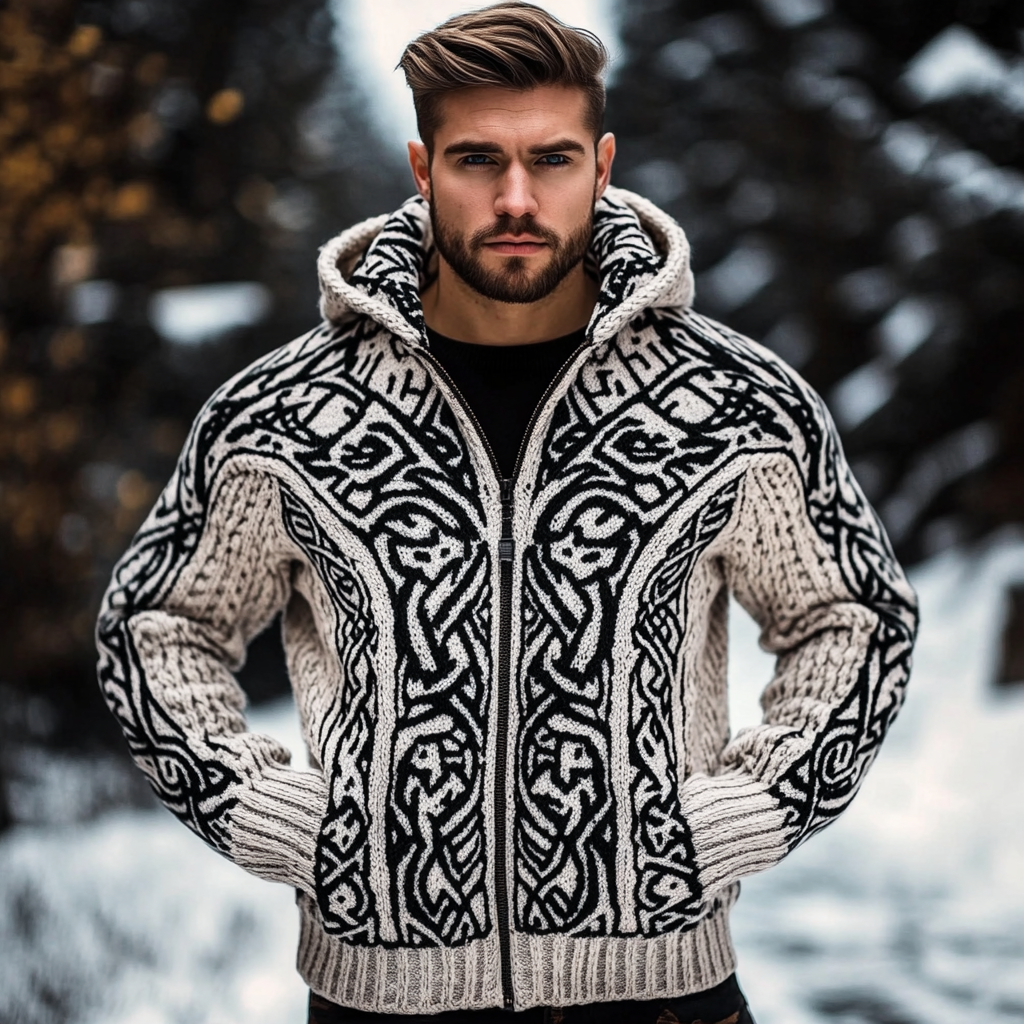 Men's Viking Kyle Style Extra Thick Hooded Zip-up Sweater elevenforest