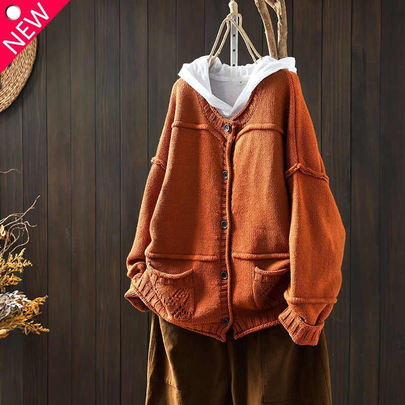 Vintage Jacquard Weave Pocket Comfy Sweater elevenforest