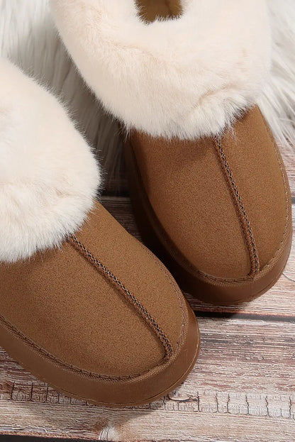 Chestnut Plush Suede Trim Snow Boots
