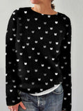 Cute Little Kitty Pattern Crew Neck Cozy Sweater elevenforest