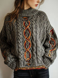 Irish Celtic Knot Knitted Retro Chunky Cozy Sweater elevenforest