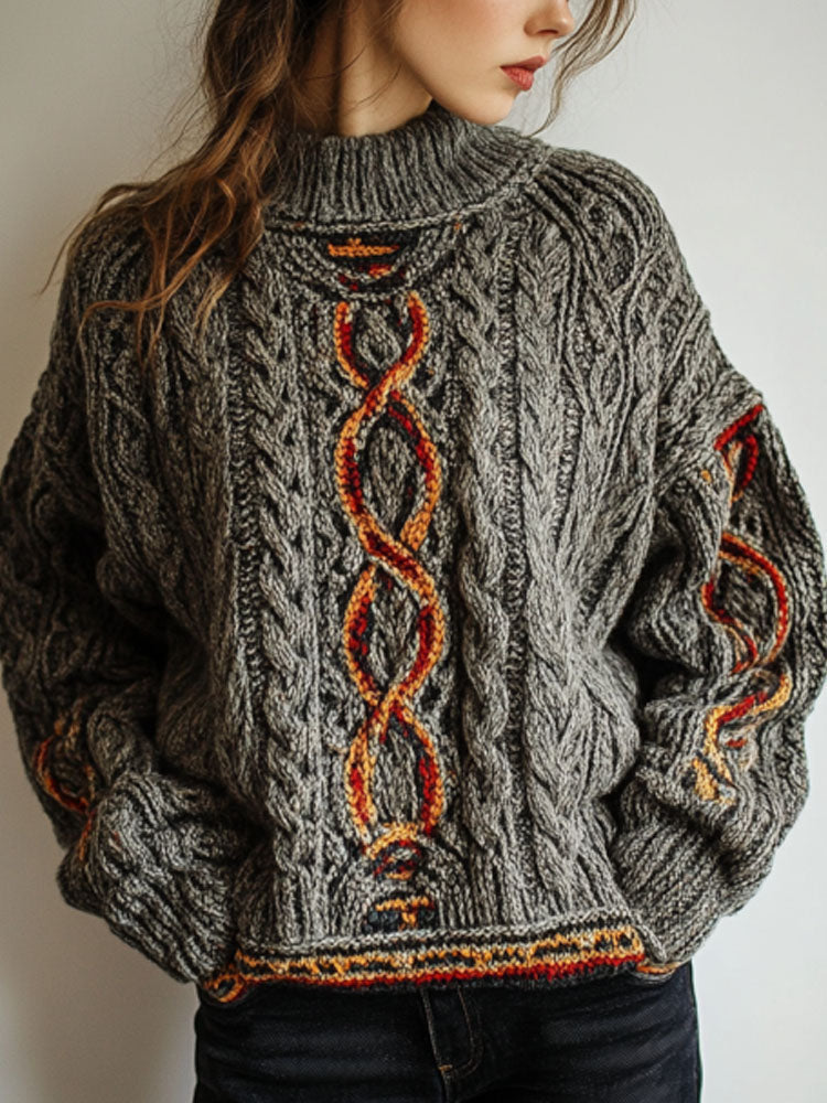 Irish Celtic Knot Knitted Retro Chunky Cozy Sweater elevenforest