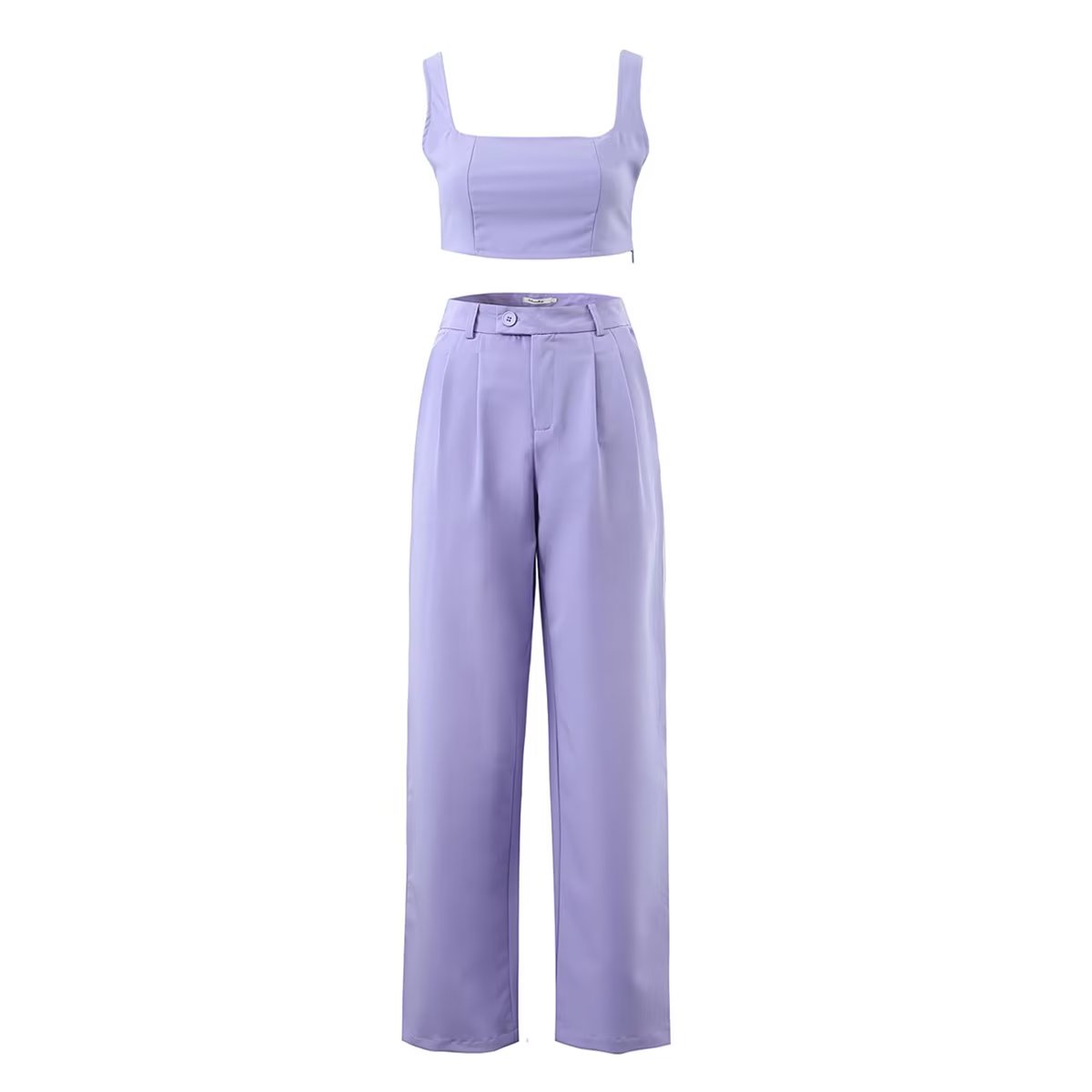 Winter Clothing Short Small Tank Top Top High Waist Buckle Pants Suit Set