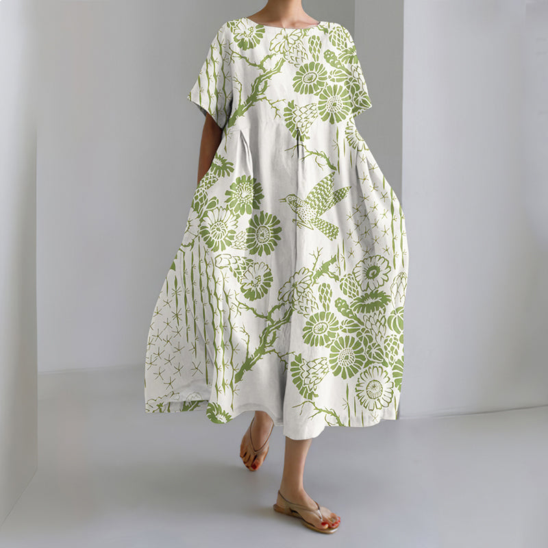Comstylish Women's Japanese-style Floral Art Casual Dress