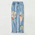 Vintage Floral Dragonfly Patch Embroidery Art Design Jeans elevenforest
