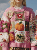 Comstylish Women's Autumn/winter Thanksgiving Round Neck Warmth-giving Knit Sweater