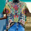 Ethnic Floral Print Casual Ladies T-shirt elevenforest