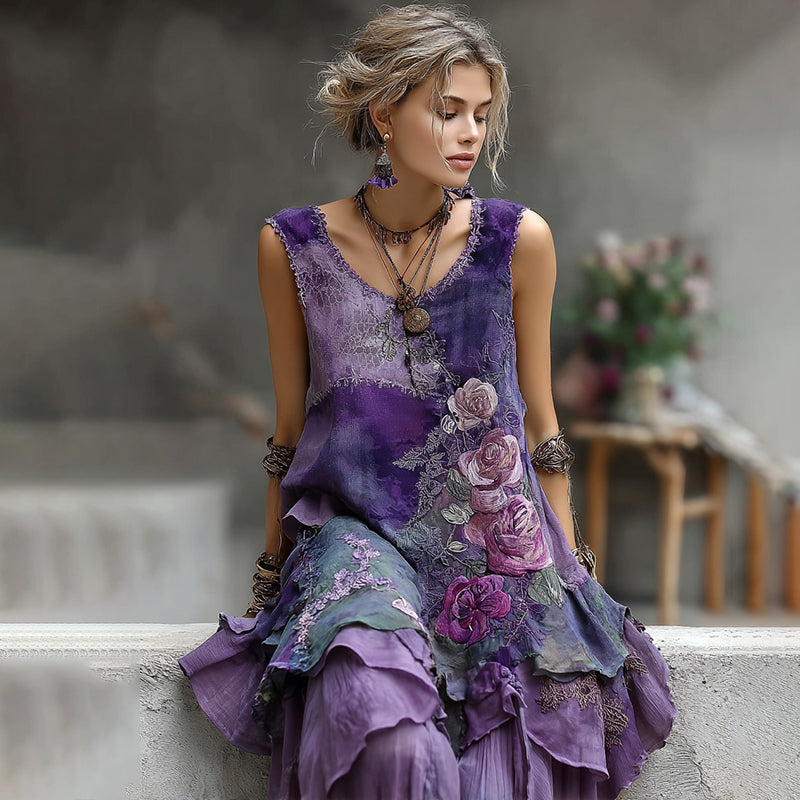 Vintage Bohemian Embroidered Floral Tank Top elevenforest