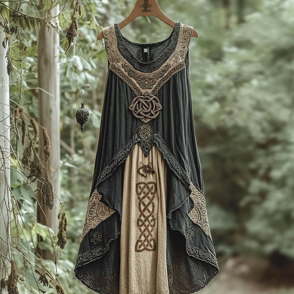 Vintage Tribal Viking Celtic Knot Tank Midi Dress elevenforest