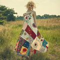Women's Vintage Folk Floral Patchwork Art Suspender Dress elevenforest