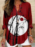Comstylish Vintage Bamboo Art Linen Blend Comfy Shirt