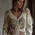 Vintage Pink Roses Tree Of Life Celtic Chunky Sweater elevenforest