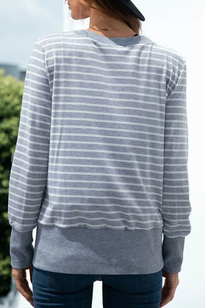 Striped Split Joint V Neck T-shirts