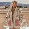 Women's Vintage Floral Patchwork Cozy Stand Collar Knit Sweater elevenforest