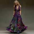 Vintage Embroidered Pansy Floral Belt Vest Maxi Dress elevenforest