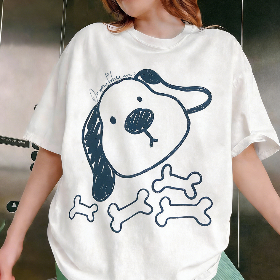 Comstylish Cute Puppy Pattern Printed Short-sleeve T-shirt