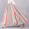 Vintage Bohemian Colorful Striped Cozy Linen Skirt elevenforest