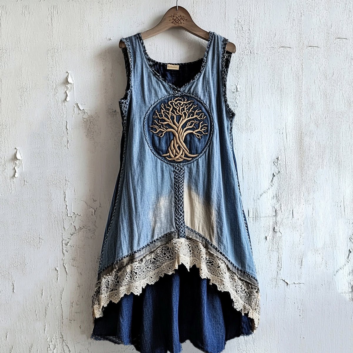Women's Vintage Viking Tree Of Life Art Lace Tank Dress elevenforest