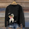 Comstylish Funny Mini English Bulldog Applique Cozy Sweater