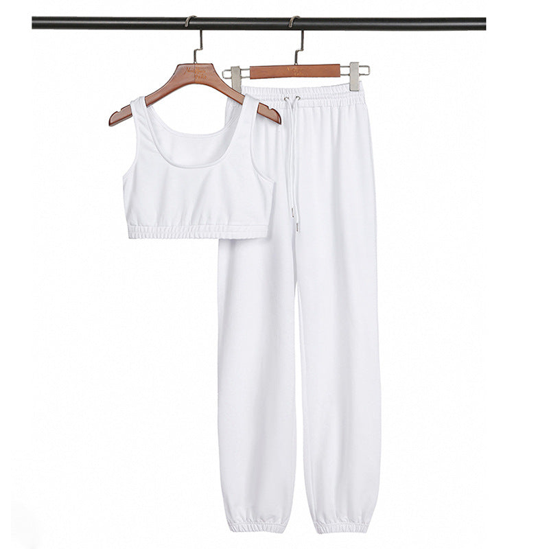 Clothing Cropped Tank Top Ankle Tied Lace Up Trousers Two Piece Set
