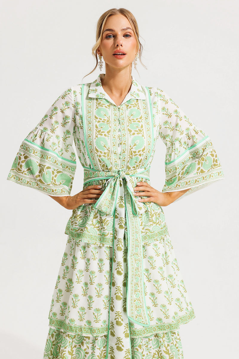 Paisley Single Breasted Midi Dress