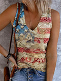 Comstylish Lace Floral Flag Print Women's Knit Vest
