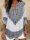 Classic Ethnic Pattern Bohemian Print Women's Long Sleeve Shirt elevenforest