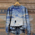 Comstylish Nihilism Penguin Starry Polar Night Sweatshirt