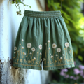 Women's Retro Dandelion Elastic Casual Shorts elevenforest