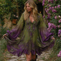 Women's Vintage Floral Embroidery Casual Long Sleeve Dress elevenforest