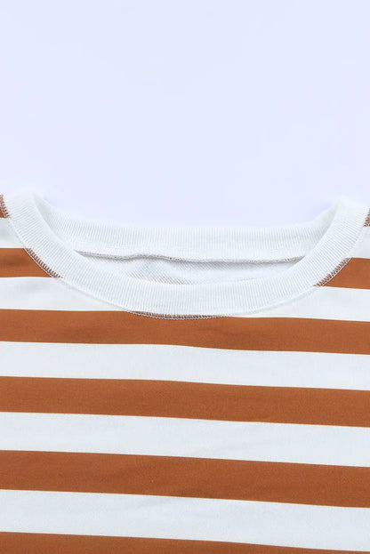 Striped Pullover Sweatshirt in Brown