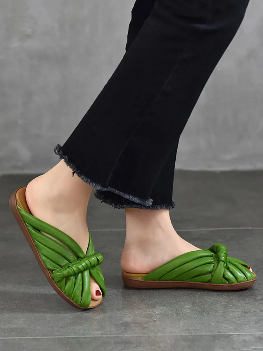 Summer Leahter Weave Flat Slippers Bn1013