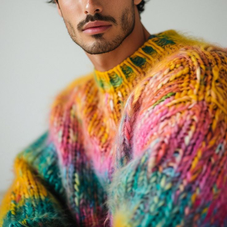 Vintage Rainbow Island Warmth Knitted Jacquard Unisex Sweater elevenforest