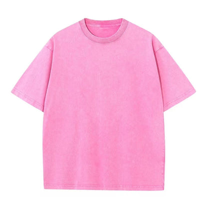 ’s Washed T-shirts Street Hip Hop Retro Punk T Shirt Harajuku Cotton Short Sleeve Acid Wash Tshirts Top