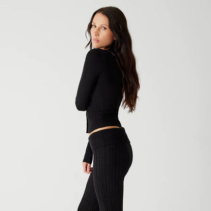 Winter Knitwear Trend Long Sleeve Slim Fit Round Neck Base Cardigan Top