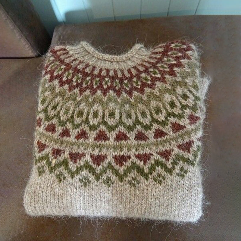 Vintage Icelandic Tribal Pattern Printed Sweater elevenforest