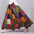 Boho Patchwork Flowy Linen Blend Wide Skirt elevenforest