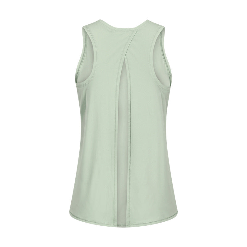 Spring Summer Nude Feel Skin Friendly Lace-up Vest Bow Beauty Back Loose Breathable Running Sports Blouse