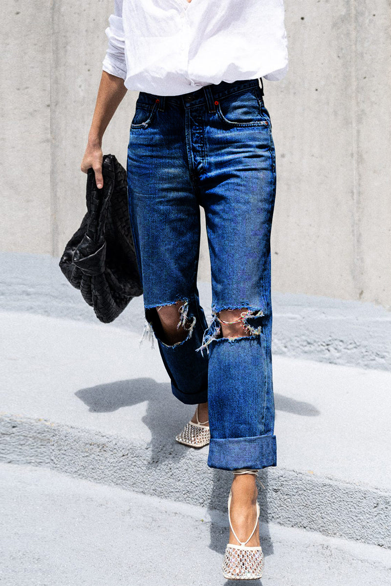 Sportswear Ripped Loose Denim Jeans