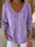 Women's Purple Art Print Long Sleeve T-shirt elevenforest