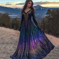 Women's Viking Purple Gradient Pattern V Neck Maxi Dress elevenforest