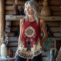 Vintage Floral Print Sleeveless Tank Top elevenforest