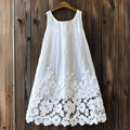 Vintage Flowers Lace Art Linen Tank Dress elevenforest
