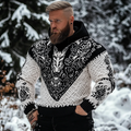 Men's Viking Wolf Style Celtic Knitted Warm Hooded Sweater elevenforest
