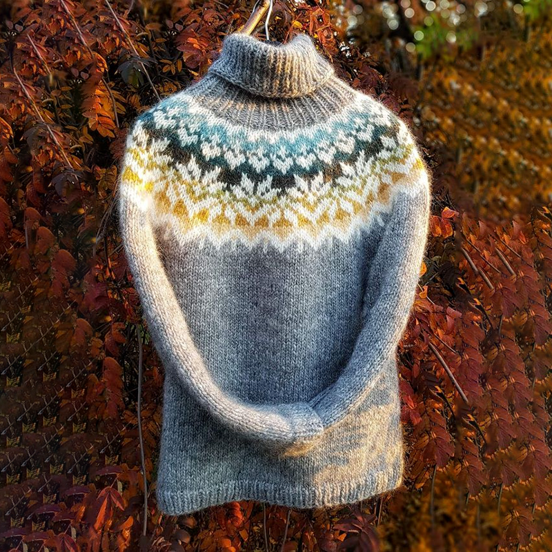 Vintage Icelandic Knit Jacquard Warmth High Neck Sweater Unisex elevenforest
