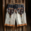 Vintage Men's Tribal African Masks Art Casual Shorts elevenforest