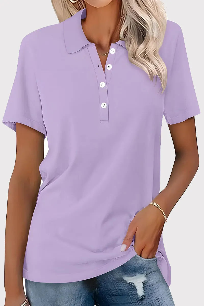 Simplicity Buckle Turndown Collar T-shirts