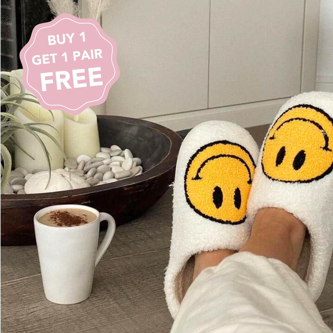 Happy Face Slippers - Buy 1 Get 1 Free